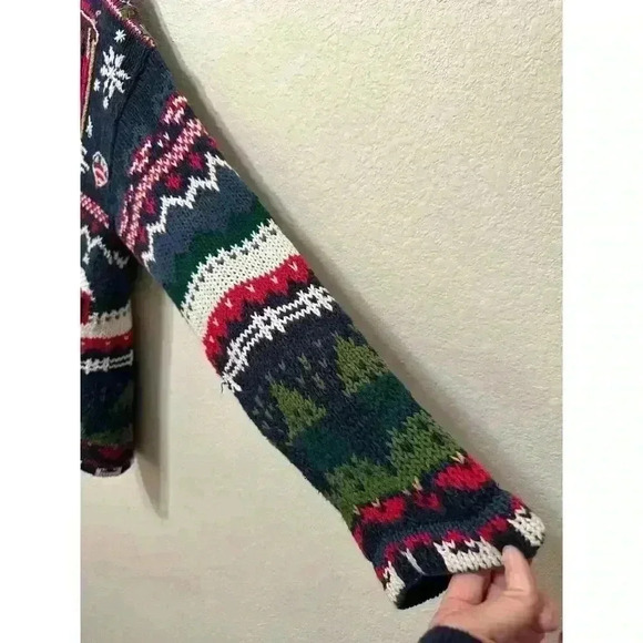 VTG‎ Heirloom Collectible Womens L Christmas Sweater Santa Knit Button Up Ugly - Picture 4 of 12